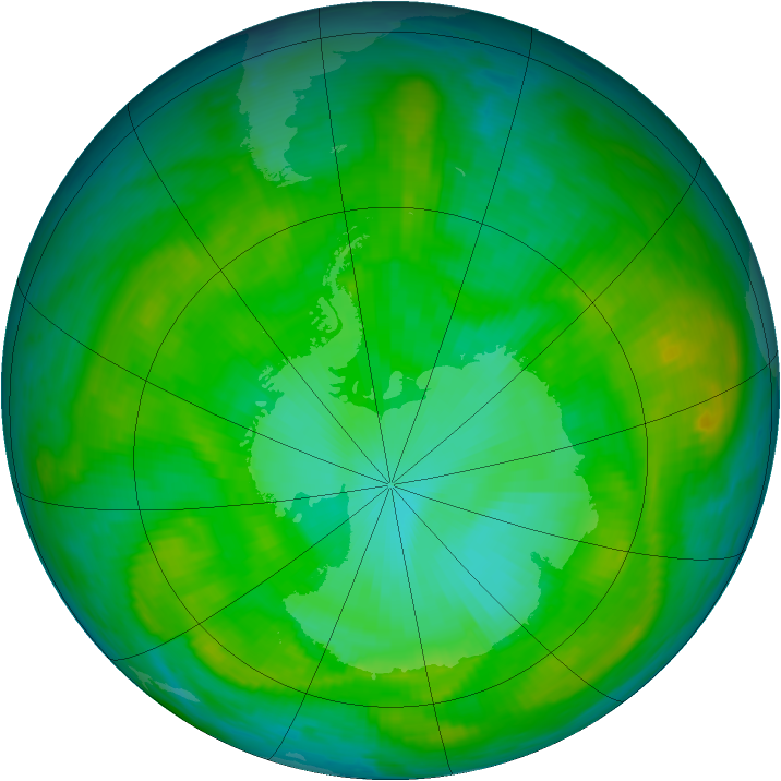Antarctic ozone map for 14 January 1981